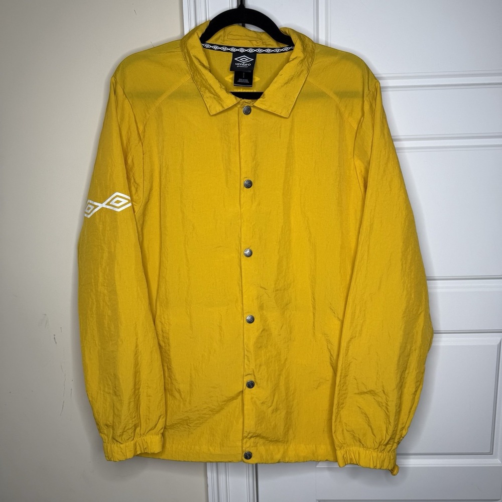 Umbro Premier Jacket Men's Medium Goldenrod Yellow Windbreaker Coach Soccer